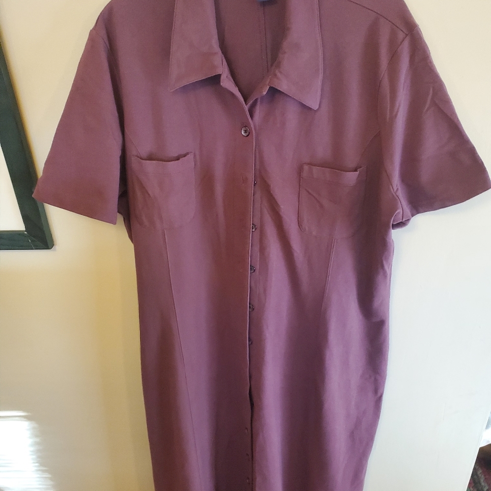 Lands End plum button up dress!